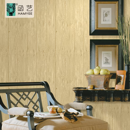 Papier peint en bois non tissé texturé chinois pour chambre à coucher, papier peint en brique 3D pour mur